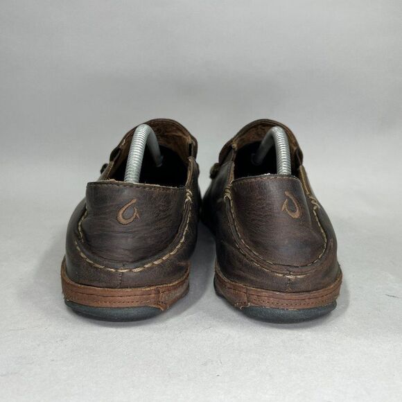 Olukai Moloa Shoes Men's Size 10.5 Brown Leather‎ Comfort Casual Slip On Loafers - Picture 5 of 10